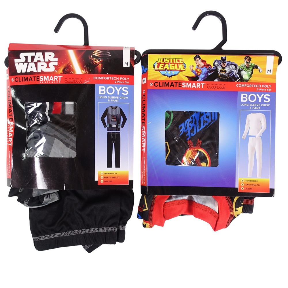 Boys ClimateSmart Cuddl Duds Base Layer 2-Pack Star Wars Justice League Medium